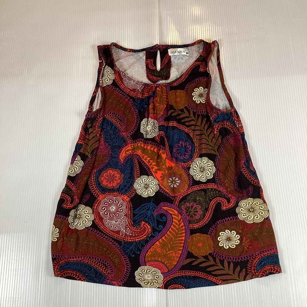 IGenJun Womens Tank Top Shirt Top Size S Small Sleeveless Stretch Floral